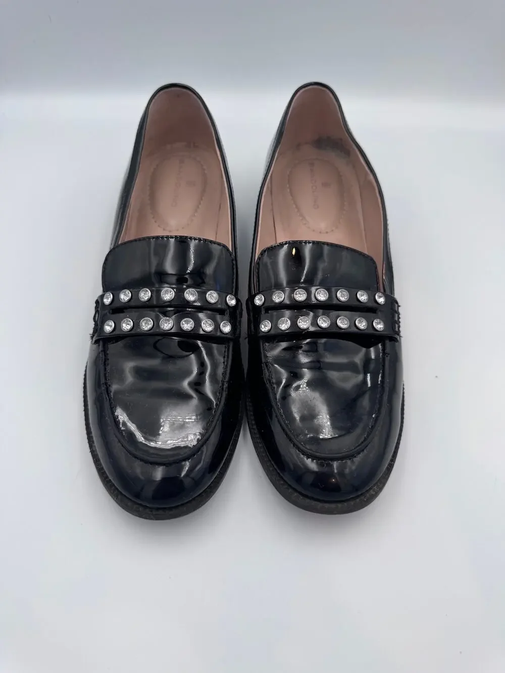Bandolino BNLAURA3 Black Patent Rhinestone Loafers Women's Size 9M Slip-On